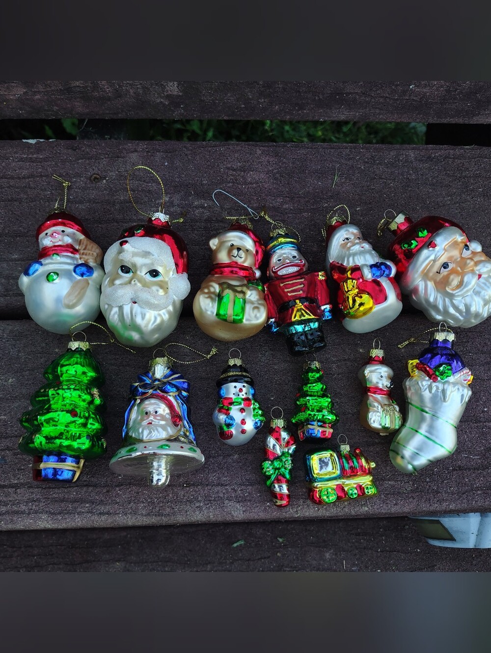 Vintage Blown Glass Christmas Ornaments Lot Santa Snowman Tree Bear Nutcracker